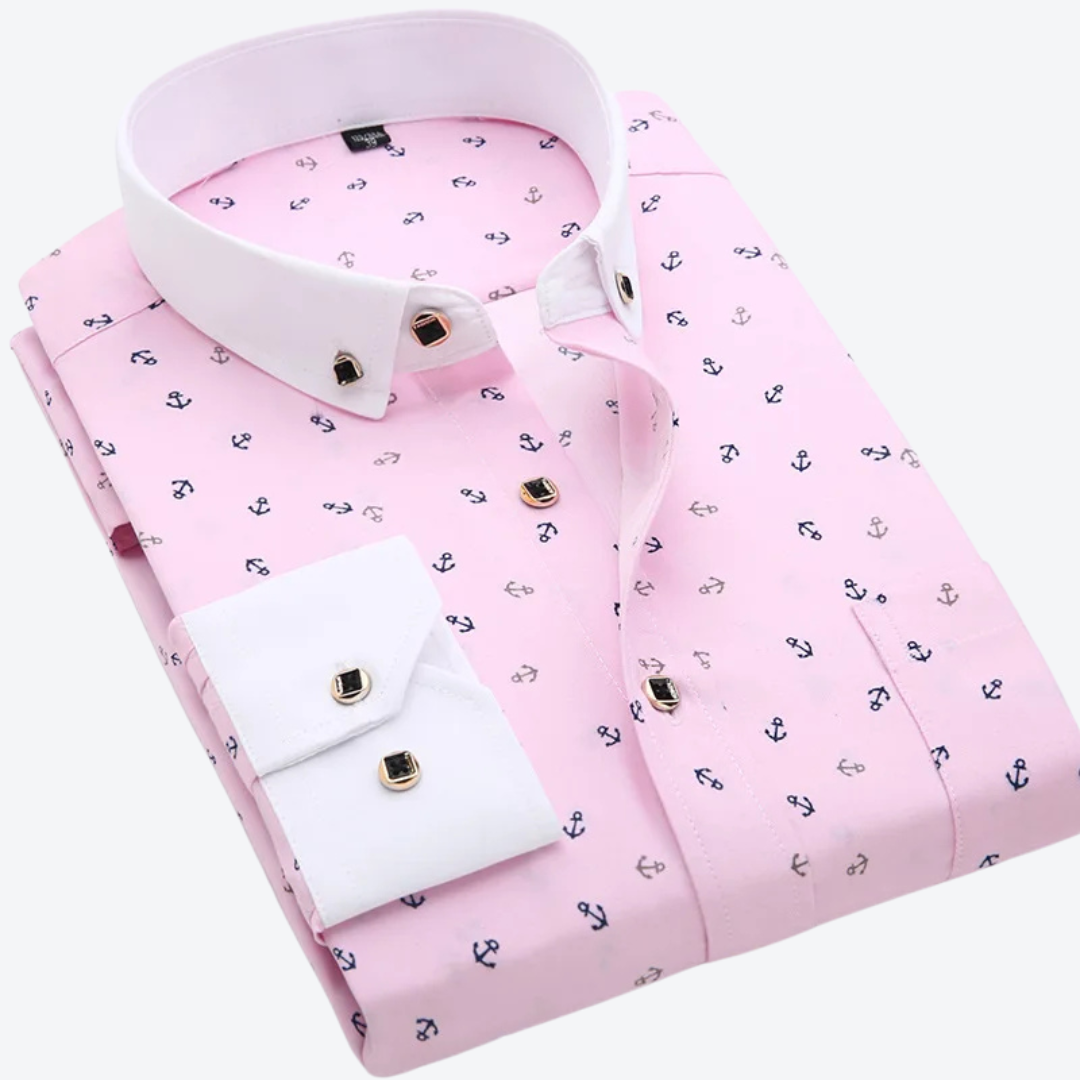 Pink with White Collar & Navy Anchors / 38
