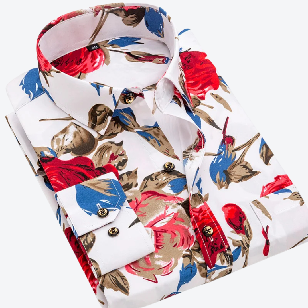White with Red & Blue Floral Print / 38