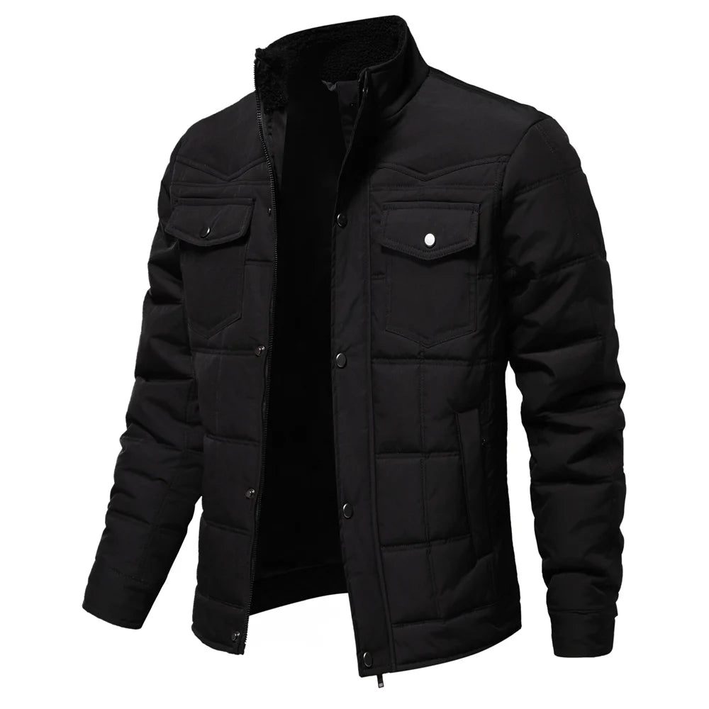 AIOPESON New Winter Warm Pocket Fleece Lined Jackets Plaid Caual Zipper Jacket Coat for Men