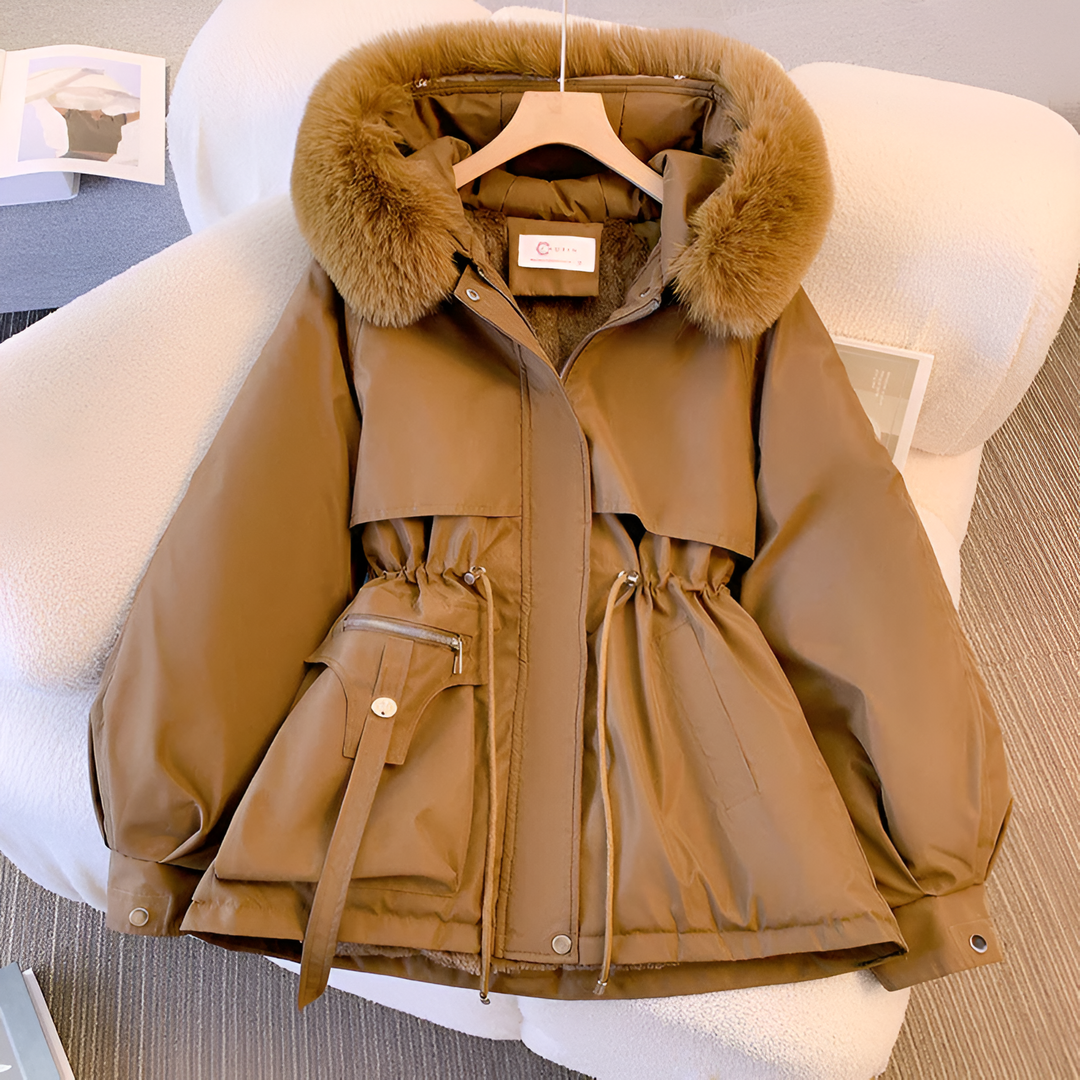 Rhea™ | Chic Faux Fur Trim Coat