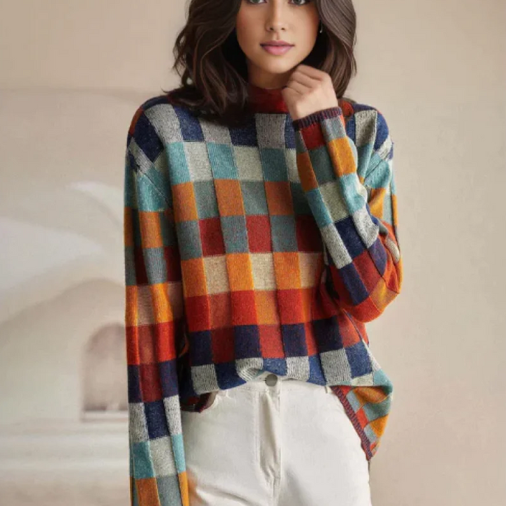 Elina™ Patchwork-Rollkragenpullover