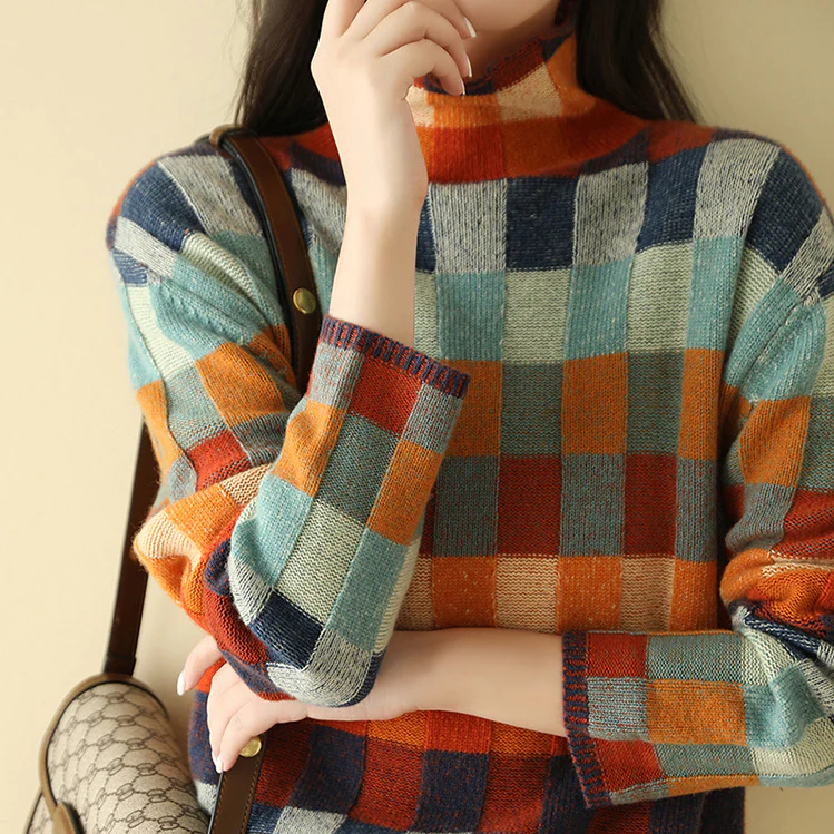 Elina™ Patchwork-Rollkragenpullover
