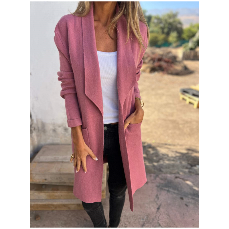 Leonie™ Langärmelige Strickjacke mit Anzugkragen