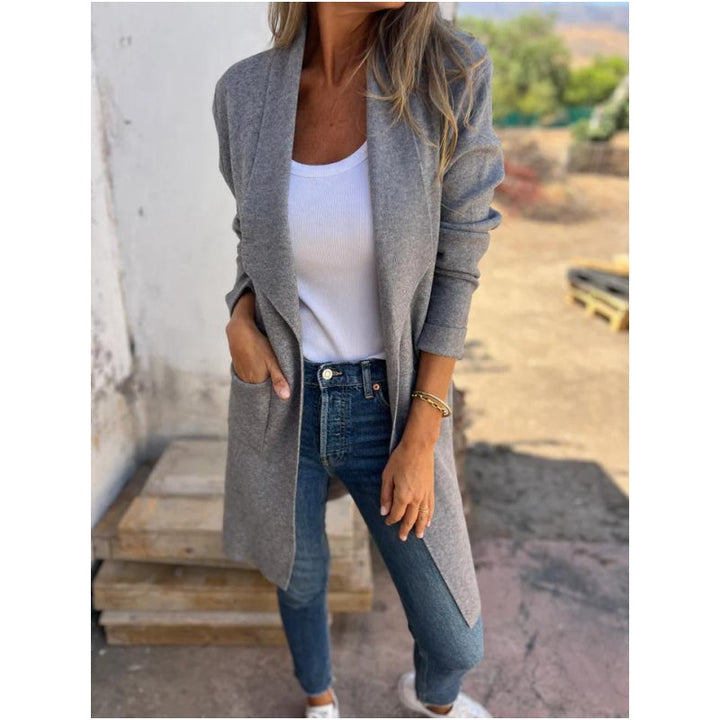 Leonie™ Langärmelige Strickjacke mit Anzugkragen
