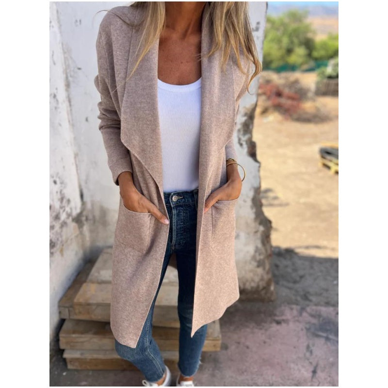 Leonie™ Langärmelige Strickjacke mit Anzugkragen