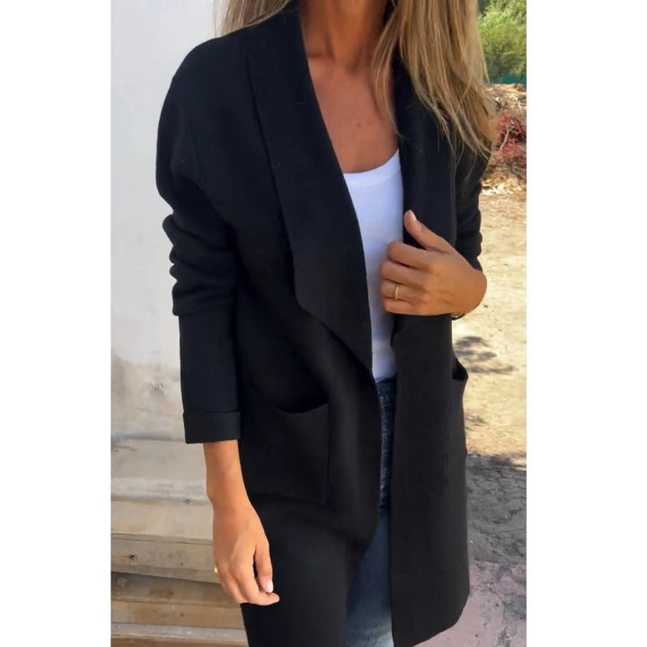 Leonie™ Langärmelige Strickjacke mit Anzugkragen
