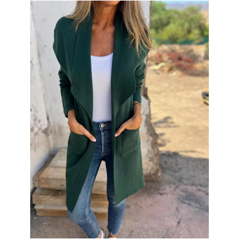 Leonie™ Langärmelige Strickjacke mit Anzugkragen